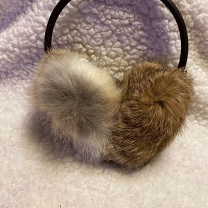 Coach Rabbit fur earmuffs, Winter Leather Black Band, Fur Ear Cover. MSRP $298
